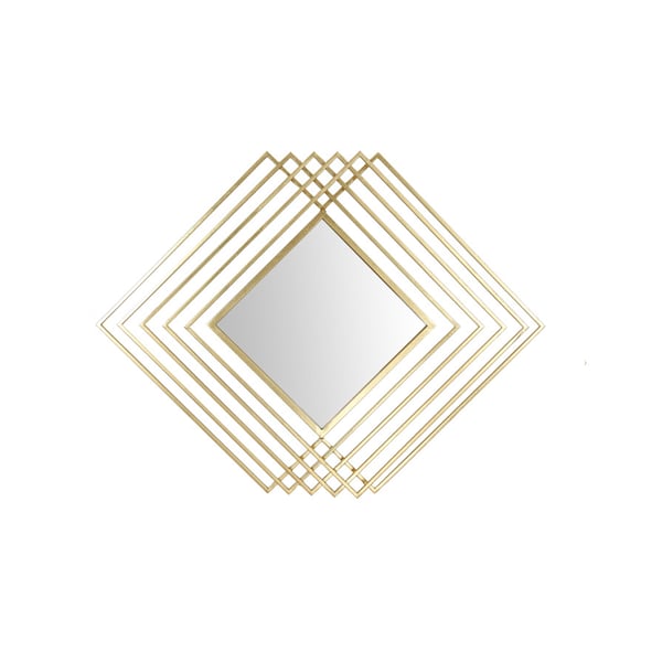 Modern Luxury Overlapping Geometric Rhombus Gold Metal Wall Mirror