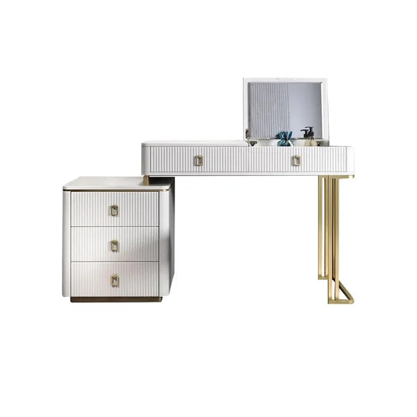 Modern Makeup Vanity Expandable Dressing Table with Cabinet Mirror Included