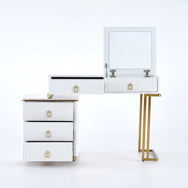 Modern Makeup Vanity Expandable Dressing Table with Cabinet Mirror Included