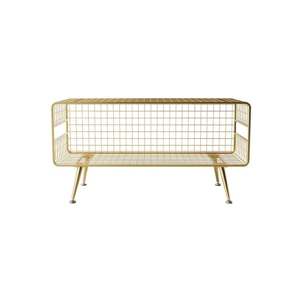 Modern Mesh Standing Etagere Bookshelf in Gold