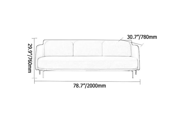 Modern Mid-Century Upholstered Sofa White & Gray Linen Brushed Microfiber Leather Sofa