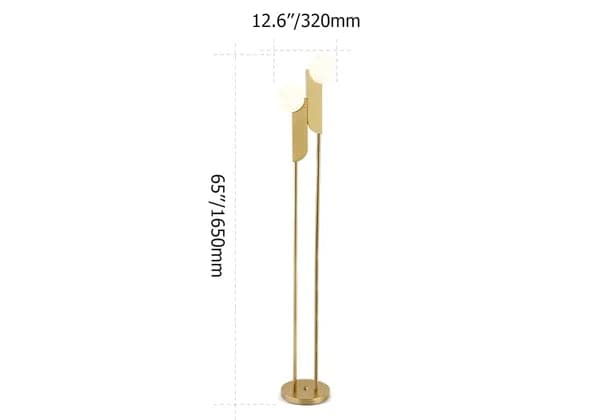 Modern Minimalist Torchiere Floor Lamp 2-Light with Glass Shade & Gold Metal