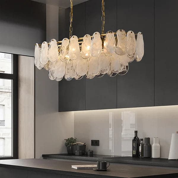 Lampe suspendue moderne à plusieurs niveaux en verre nuage, luminaire d'îlot de cuisine, chaîne réglable