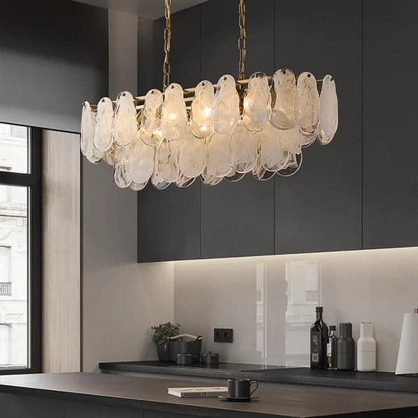 Modern Multi-Tier Cloud Glass Pendant Light Kitchen Island Light Adjustable Chain