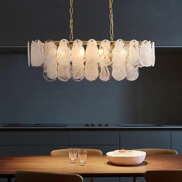 Modern Multi-Tier Cloud Glass Pendant Light Kitchen Island Light Adjustable Chain