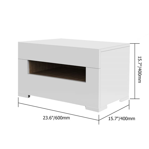 Table de chevet moderne blanche à 2 tiroirs