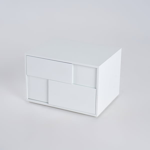 Modern Nightstand White Nightstand Wood Cabinet Bedside Table with 2 Drawers for Bedroom