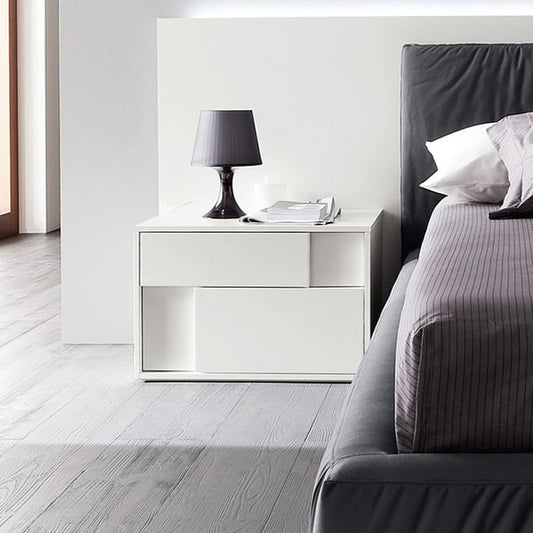 Table de chevet moderne blanche, armoire en bois, Table de chevet avec 2 tiroirs pour chambre à coucher