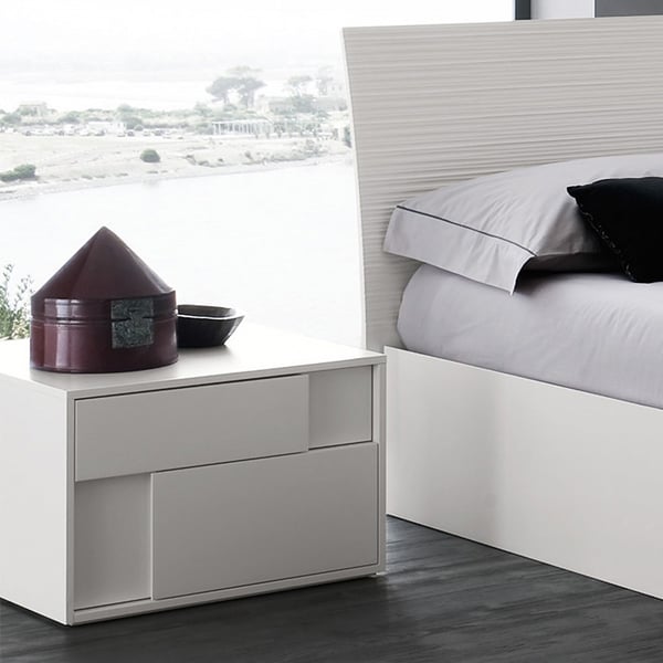 Modern Nightstand White Nightstand Wood Cabinet Bedside Table with 2 Drawers for Bedroom