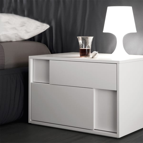 Modern Nightstand White Nightstand Wood Cabinet Bedside Table with 2 Drawers for Bedroom