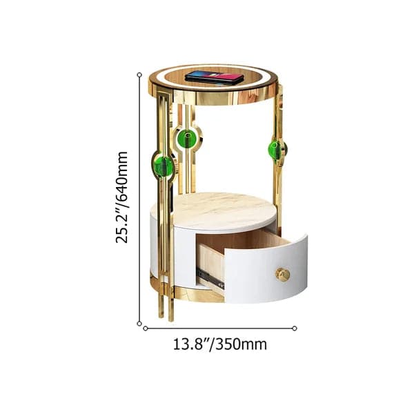 Table de chevet moderne avec table de chevet lumineuse LED avec chargement sans fil et port USB