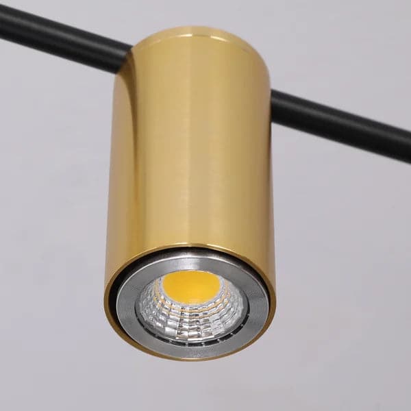 Lampe suspendue nordique moderne à 9 lumières, cylindre doré réglable, branche noire