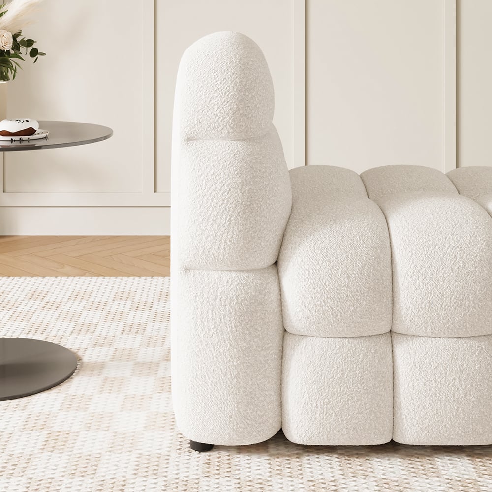 Modern Off-White Cream Boucle Accent Chair Cloud Lounge Chair Soft Cushion