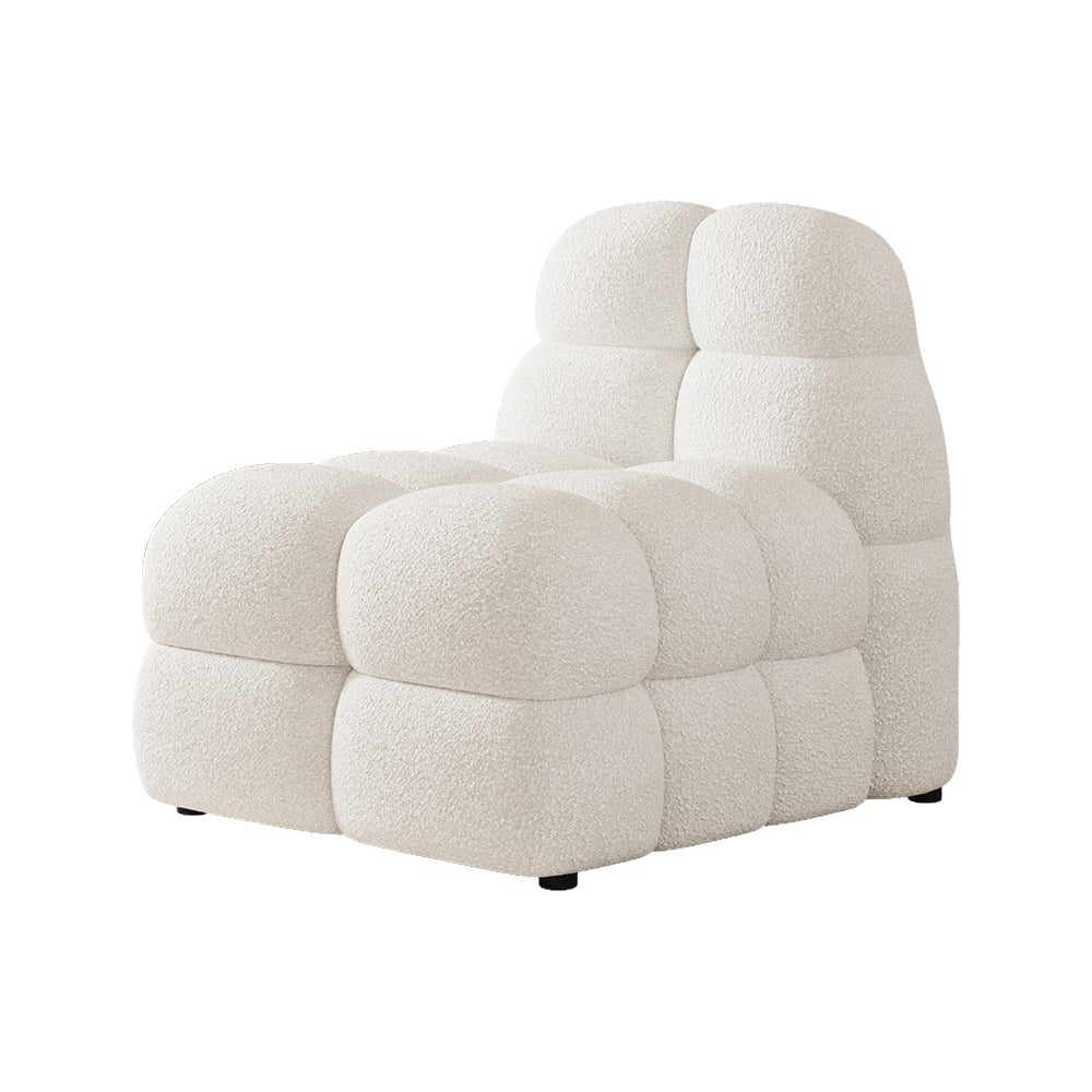 Modern Off-White Cream Boucle Accent Chair Cloud Lounge Chair Soft Cushion