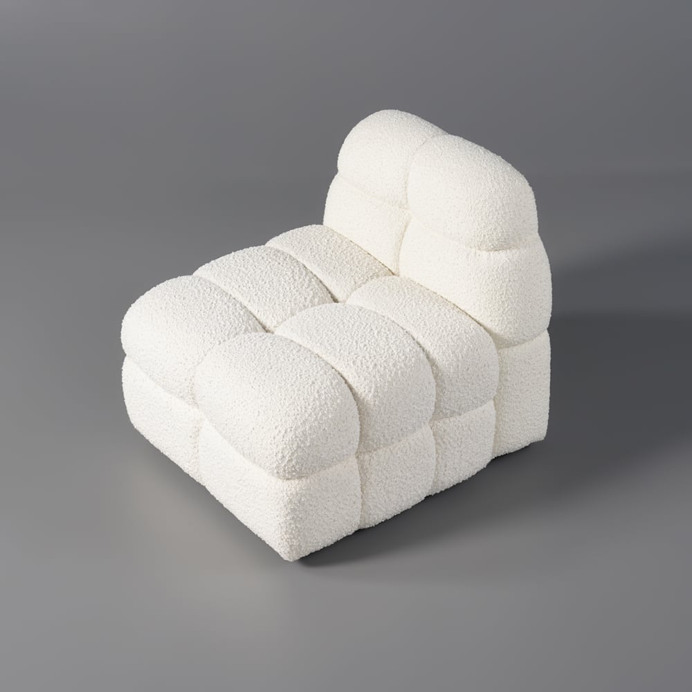 Modern Off-White Cream Boucle Accent Chair Cloud Lounge Chair Soft Cushion