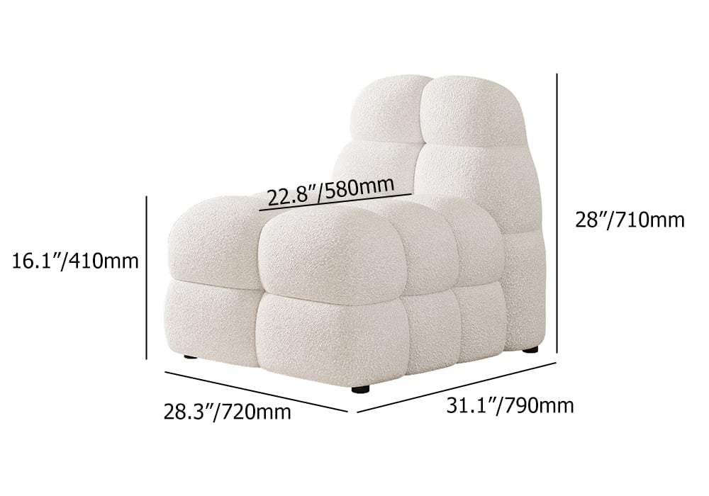 Modern Off-White Cream Boucle Accent Chair Cloud Lounge Chair Soft Cushion