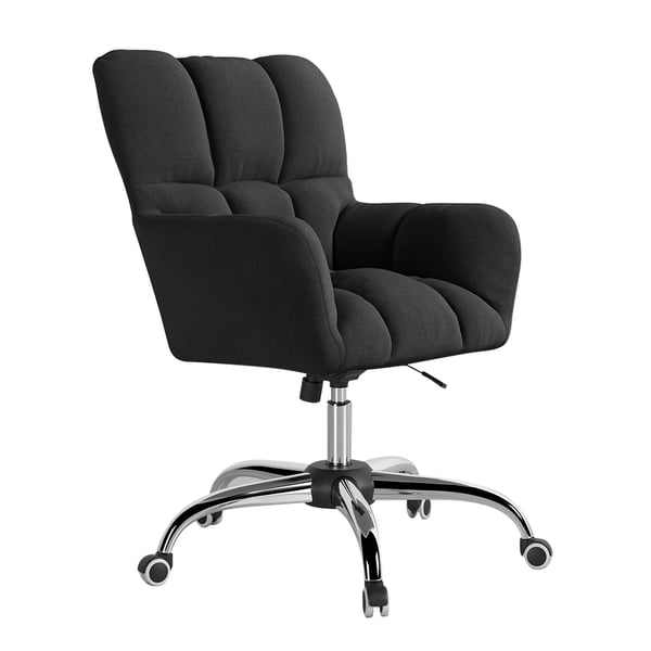 Modern Office Chair Upholstered Cotton & Linen Swivel Task Chair Height Adjustable