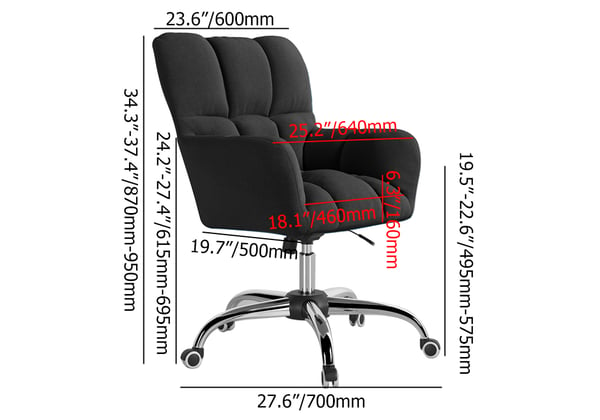 Modern Office Chair Upholstered Cotton & Linen Swivel Task Chair Height Adjustable