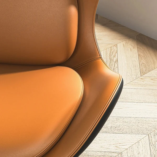 Fauteuil d'appoint moderne orange et noir avec revêtement en cuir PU et oreiller inclus