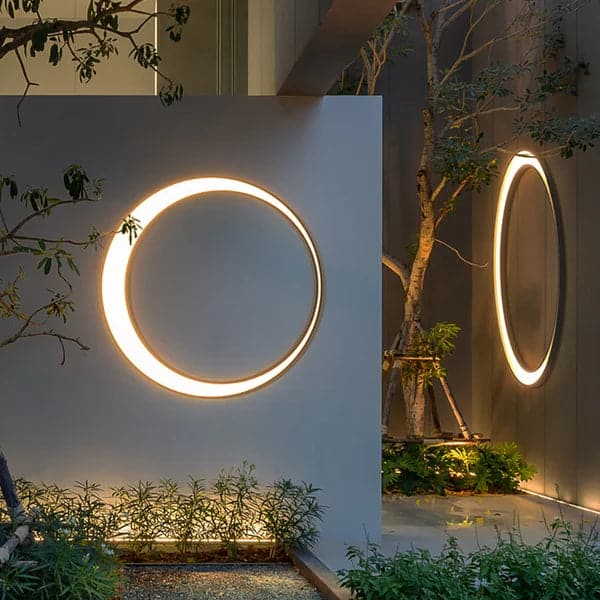 Appliques murales extérieures modernes à LED, éclairage de jardin étanche gris rond