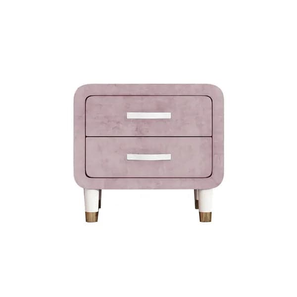 Modern Pink Velvet Nightstand with 2 Drawers Bedroom