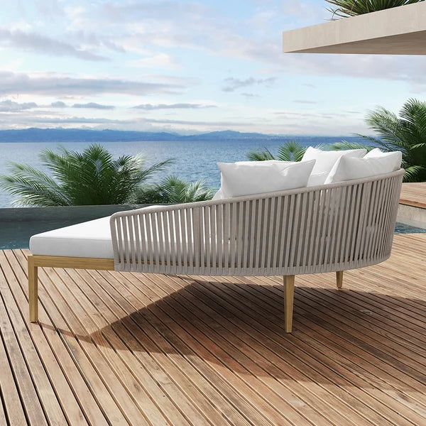 Modern Style Rattan Outdoor Daybed with Cushion Pillow#Gray