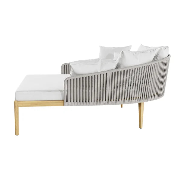 Modern Style Rattan Outdoor Daybed with Cushion Pillow#Gray