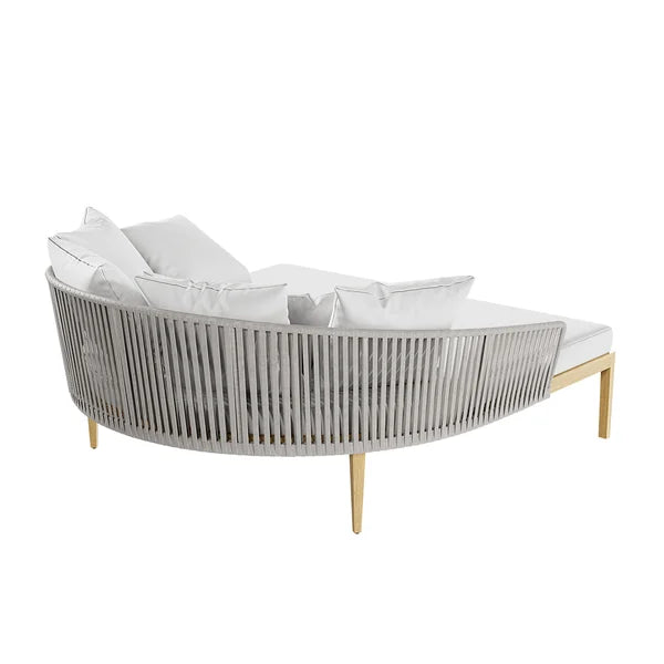 Modern Style Rattan Outdoor Daybed with Cushion Pillow#Gray