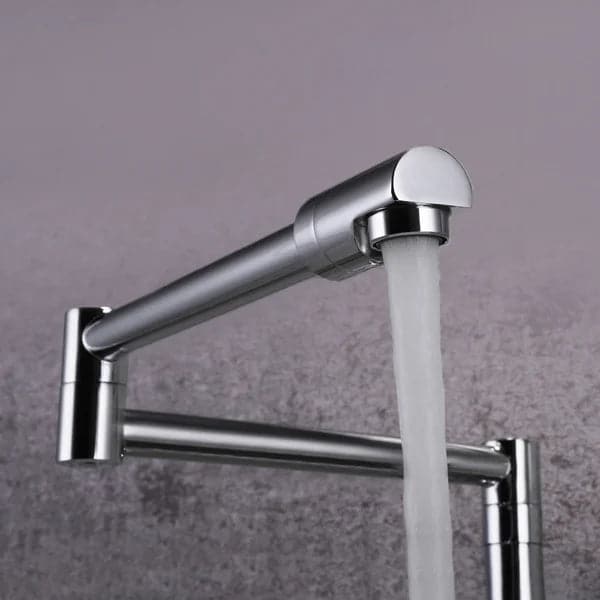 Modern Retractable Wall-mounted Pot Filler Matte Black Kitchen Faucet with Spray