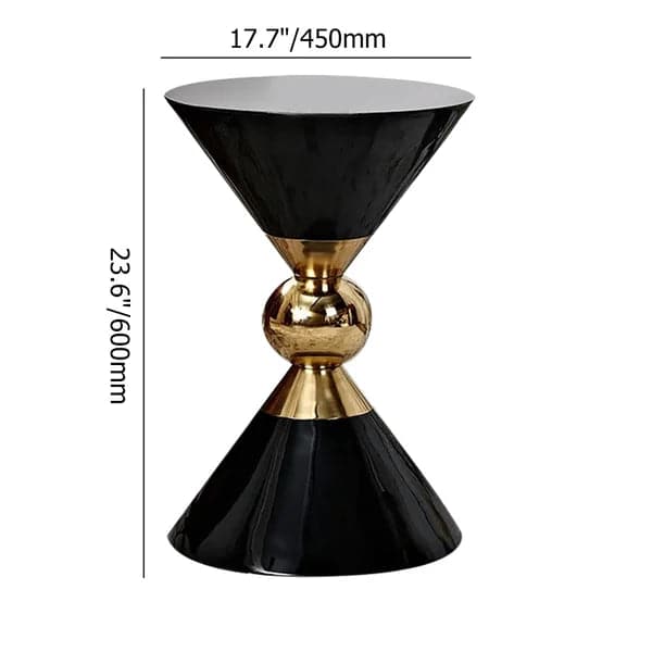 Modern Round Black End Table of Hourglass Fiberglass