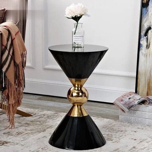 Modern Round Black End Table of Hourglass Fiberglass