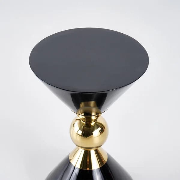 Modern Round Black End Table of Hourglass Fiberglass