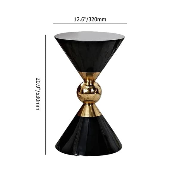 Modern Round Black End Table of Hourglass Fiberglass