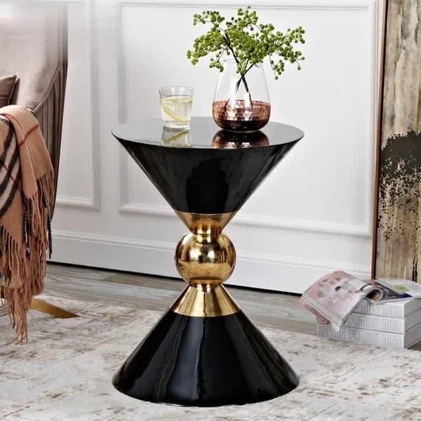 Modern Round Black End Table of Hourglass Fiberglass