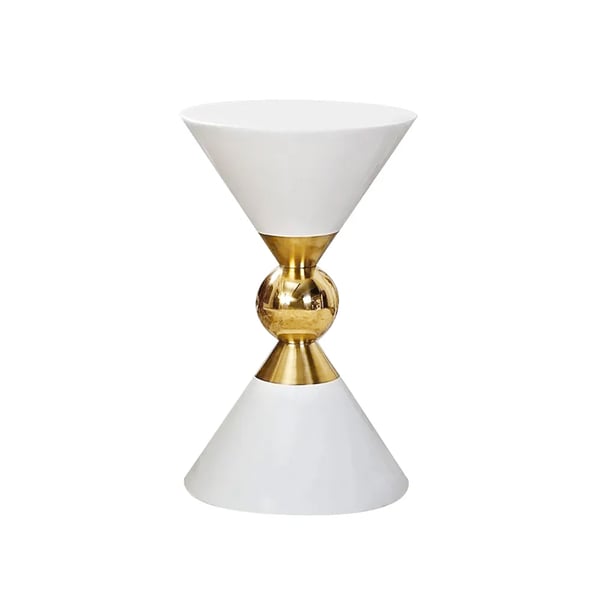 Modern Round White End Table of Hourglass Fiberglass