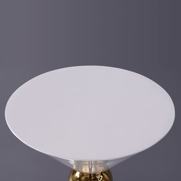 Modern Round White End Table of Hourglass Fiberglass