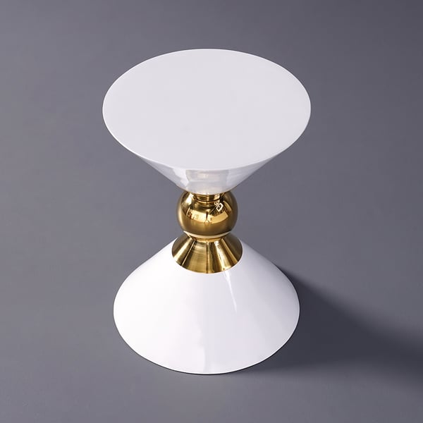 Modern Round White End Table of Hourglass Fiberglass