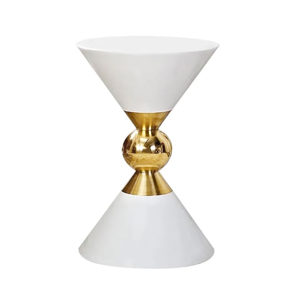 Modern Round White End Table of Hourglass Fiberglass