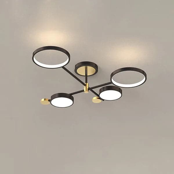 Modern Semi Flush Mount Lighting Black Ceiling 4 Light Fixture LED Ring