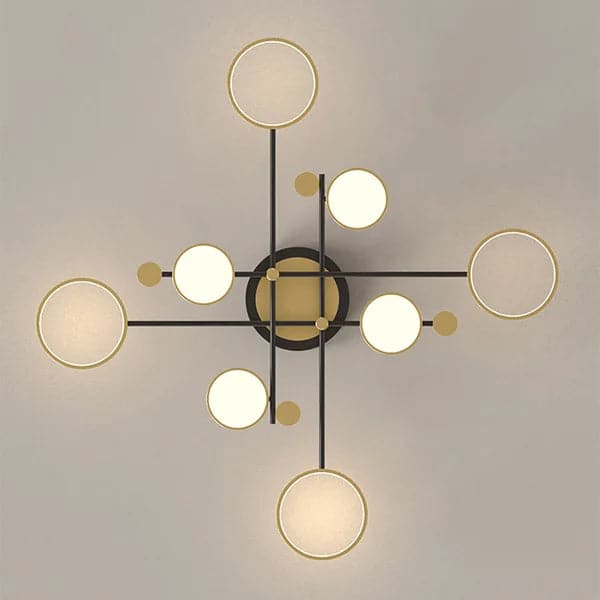 Modern Semi Flush Mount Lighting Gold Ceiling 8 Light Fixture LED Ring