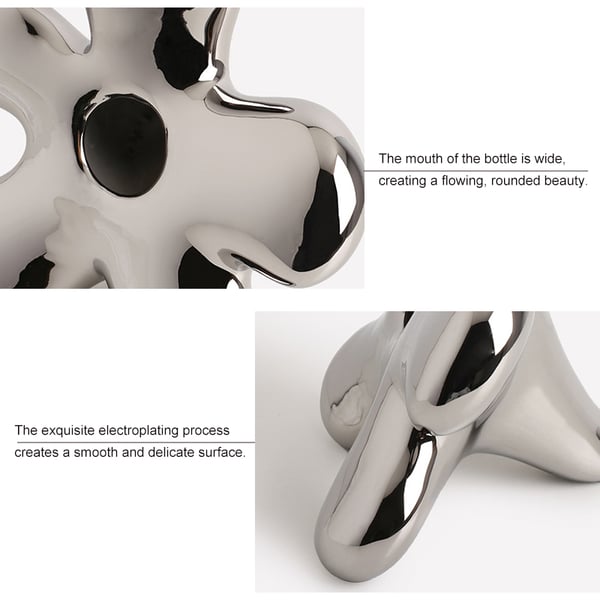 Modern Silver Ceramic Flower Shape Table Vase Home Decorative Object Art for Living Room