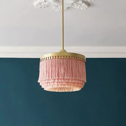 Lampe suspendue moderne et élégante à 1 ampoule rose avec finition dorée