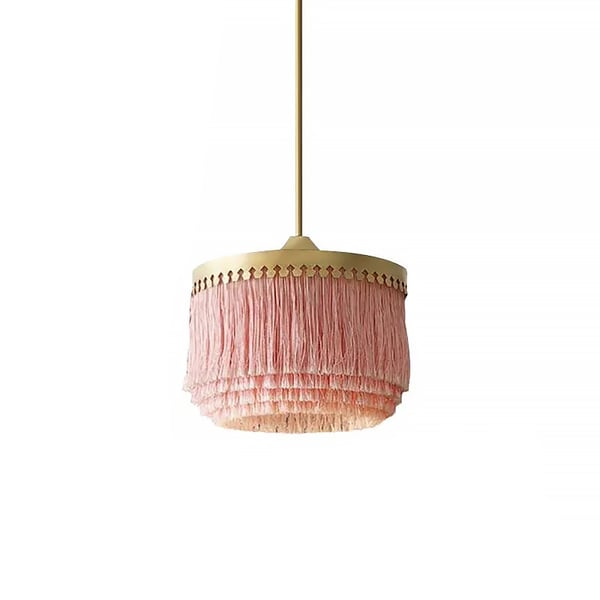 Lampe suspendue moderne et élégante à 1 ampoule rose avec finition dorée