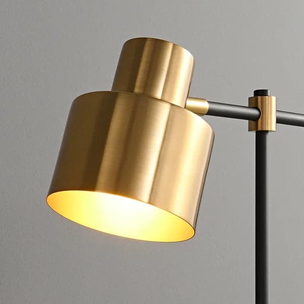 Lampe de table moderne avec chargeur sans fil USB, 1 lumière, lampe tactile de bureau en noir et or