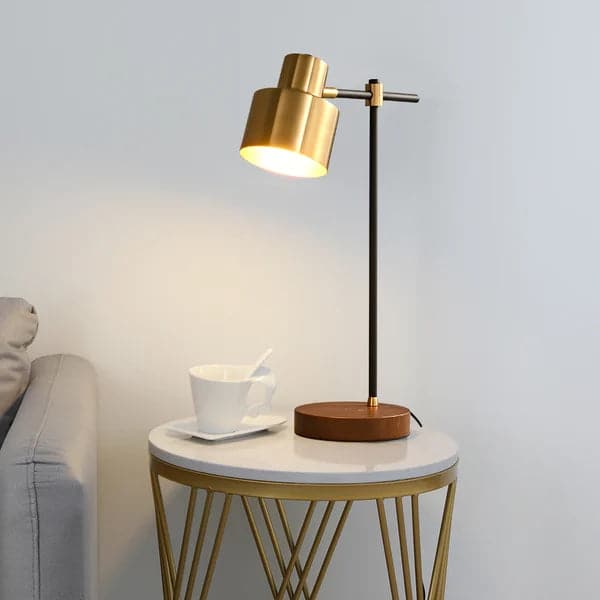 Modern Table Lamp with Wireless Charger USB 1-Light Desktop Touch Lamp in Black & Gold