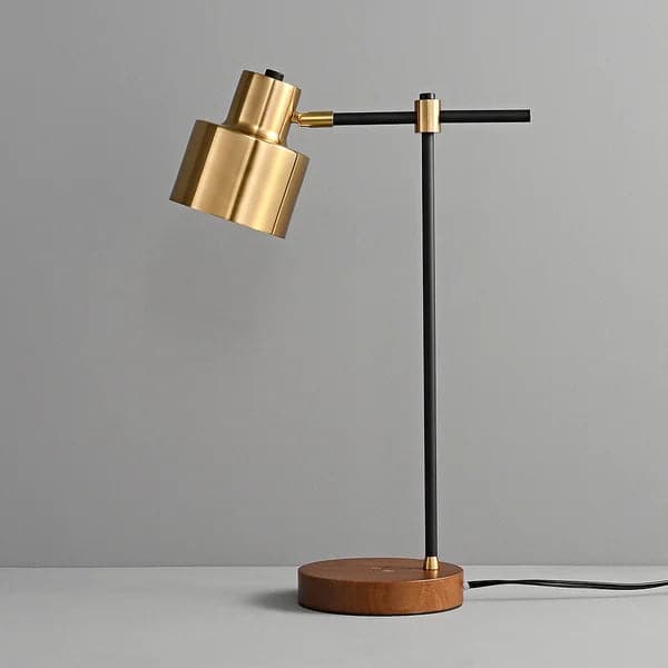 Modern Table Lamp with Wireless Charger USB 1-Light Desktop Touch Lamp in Black & Gold