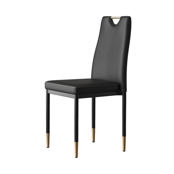 Modern Upholstered Dining Chair in Black (Set of 2) with Carbon Steel Legs