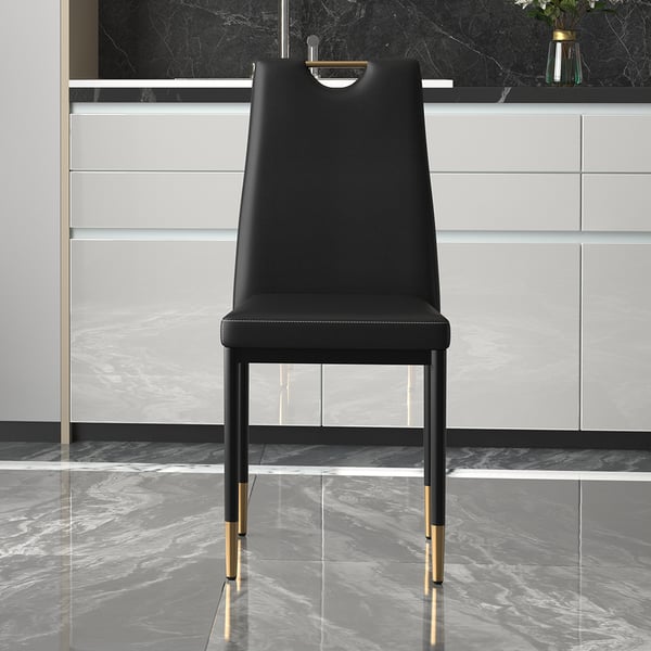 Modern Upholstered Dining Chair in Black (Set of 2) with Carbon Steel Legs