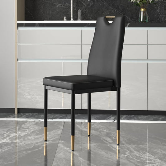 Chaise de salle à manger moderne rembourrée en noir (ensemble de 2) avec pieds en acier au carbone
