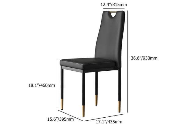 Modern Upholstered Dining Chair in Black (Set of 2) with Carbon Steel Legs